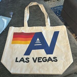 Aviator Nation Las Vegas Canvas Logo Tote Bag Cream Multi